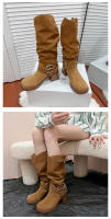 Botas con hebilla de cinturón Botas vaqueras de tacón alto y grueso para mujer Botas de hombre esmeriladas - details 14