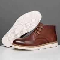 Zapatos de trabajo informales de cuero con tobillo alto Martin American y botas de moto rojas de invierno Oxford para hombre - details 18