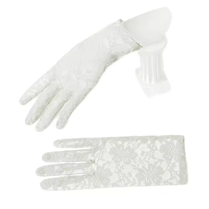 Guantes de Novia de Encaje Transpirable y Amigables con la Piel Color Sólido para Novias y Damas de Honor Moda de Mujer - 1