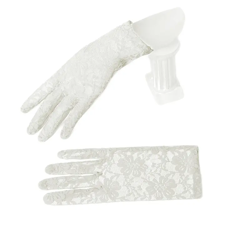 Guantes de Novia de Encaje Transpirable y Amigables con la Piel Color Sólido para Novias y Damas de Honor Moda de Mujer - 1