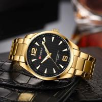Reloj de cuarzo de negocios de moda simple de acero inoxidable negro dorado Sier de lujo premium CURREN 8434 para hombre - details 20