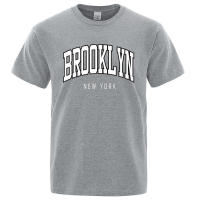 Camiseta informal holgada con letras de Brooklyn de Nueva York para hombre, 100% algodón, camiseta de Hip Hop de moda transpirable - details 12