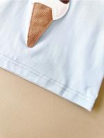 Conjunto de camiseta de verano con parche de helado para niño, versión coreana, conjunto de dos piezas con top de cuello redondo de algodón para bebé - details 8