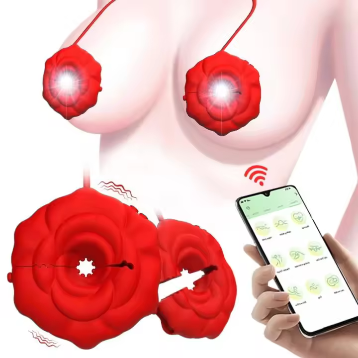 Embalaje privado SEXY Pinzas para pezones Vibrador 9 Aplicación de vibración Estimulador de senos controlado por aplicación Juegos BDSM Juguetes sexuales femeninos para mujeres Parejas - 1