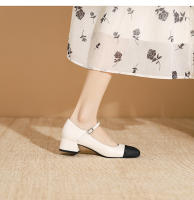 Zapatos de tacón grueso con boca baja y punta cuadrada Xiaoxiangfeng - details 9
