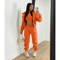 Conjunto de ropa de mujer de 3 piezas, suéter con capucha con forro polar, camiseta sin mangas y pantalones deportivos - details 3