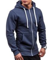 Sudadera con Capucha de Cierre Cremallera Cardigan de Color Sólido para Hombres - details 8