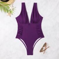 Traje de baño de una pieza para mujer, bañador Sexy con escote en V profundo, Color sólido, multicolor, ajustado, 2024 - details 13