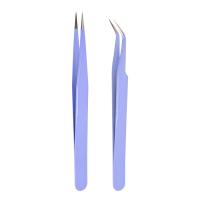 KADS Pinzas rectas y curvadas de acero inoxidable, 2 piezas, herramientas para manicura, diamantes de imitación, lentejuelas - details 2
