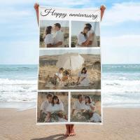 Toallas de playa personalizadas para adultos, hombres, mujeres y niños, baño personalizado con fotos, collages, toalla de piscina, regalos del Día de San Valentín - details 4
