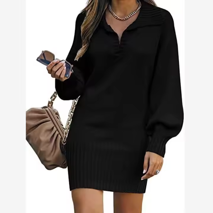 Suéter de moda para mujer, vestido casual, cuello trasero - 1