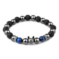 Pulsera de Piedra Volcánica Regalo Perfecto para Vacaciones de Hombres Estilo Fado Negro Imán - details 0