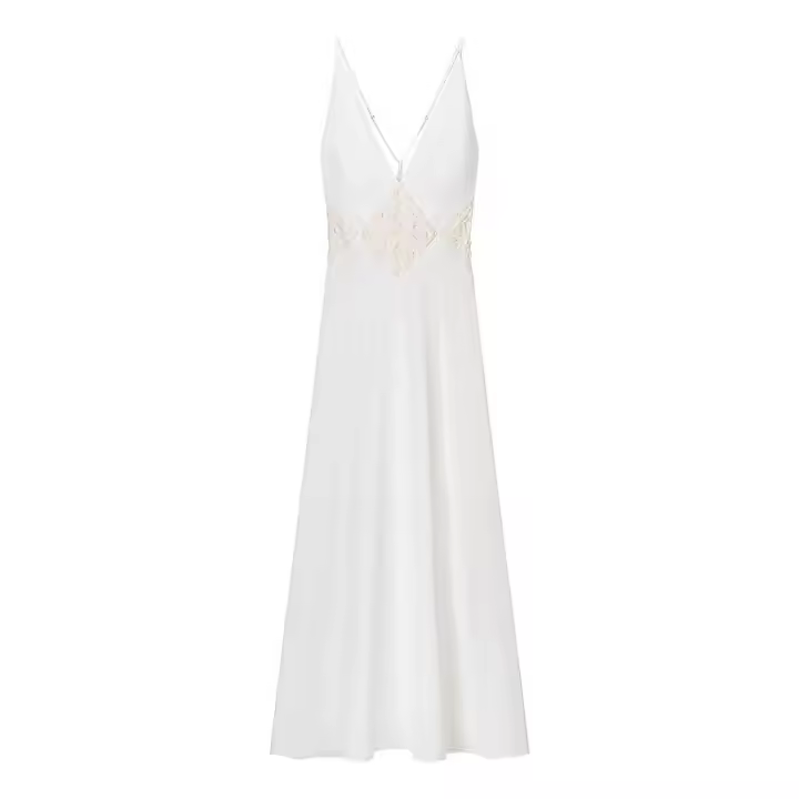 Vestido de tirantes de encaje con retazos calados versátiles a la moda para mujer nuevo estilo - 1