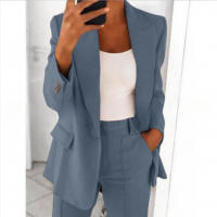 Trajes de ocio Mujer 2 Conjunto，Chaqueta y pantalón con solapa y botón - details 1