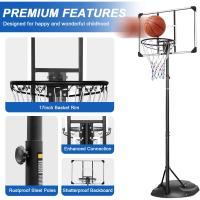 Baloncesto portátil de altura ajustable de 7 pies a 9 pies con tablero transparente de 32 pulgadas y ruedas para jóvenes adultos en interiores y exteriores, 230 cm-280 cm - details 2