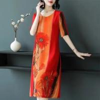 Vestido de Moda de Verano Casual para Mujeres Mayores Cintura Alta, Mangas Cortas, Estilo Suelto - details 7