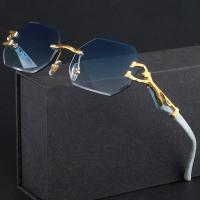 Gafas De Sol Clásicas Vintage Sin Montura Poligonales De Metal, Con Patillas De Diseño De Leopardo, Para Hombres Y Mujeres - details 2