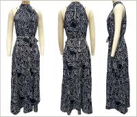 Vestido de Tacón Halter con Estampado de Moda Primavera-Verano Vestido Largo sin Mangas para Mujeres Estilo de Commutación Chic - details 2