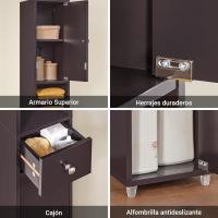 Mueble de Baño de Alto Estante Estanterías con 2 Puertas y Cajón Blanco Tamaño 20x20x180cm - details 88