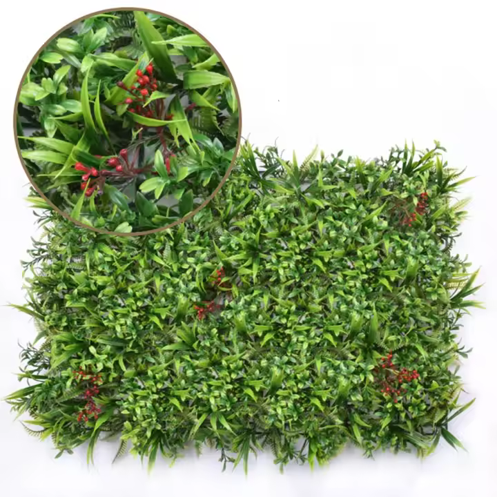 Panel de pared de césped artificial resistente a los rayos UV, forma cuadrada, tamaño 40*60 cm, panel de pared de plantas de plástico, color verde, panel de cerca de privacidad - 1