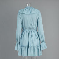 para mujer Primavera Verano Nuevo vestido corto de gasa con manga acampanada - details 5