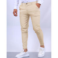 Nuevos pantalones formales informales con textura de Color sólido para hombre, pantalones ajustados cónicos populares para las cuatro estaciones - details 0