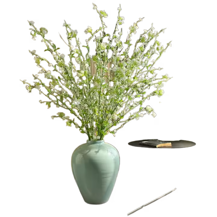 Ramos de sauce de nieve artificiales de plástico, simulación realista hecha a mano, sauce de nieve, plantas falsas elegantes DIY - 1
