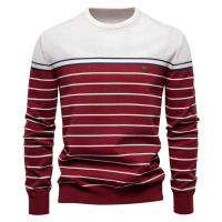 Suéter de manga larga de punto a rayas para hombre, Jersey informal de cuello redondo, nuevo - details 7
