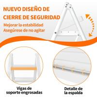 Estante de Cocina Plegable de 4 Peldaños Fácil de Almacenar, Escalera Ancha de Aluminio con Estera Antideslizante, Carga Máxima 550lb, Adecuado para Todas las Escenas de la Vida - details 4