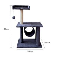 COTTECOTA-Árbol para gatos gris 30x50x83cm, plataformas, postes rascadores, zonas de descanso. Ideal para estimular el ejercicio, jugar, descansar - details 0