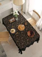 Mantel francés negro ENCE con estampado de cola de fénix, utilizado para decorar salones y mesas de comedor - details 4