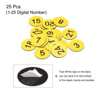 25 uds número de plástico 1-25 etiquetas digitales etiqueta de señal acrílico grabado amarillo con autoadhesivo - details 1