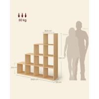 Librería con 10 Cubos, Estantería para Libros con Compartimentos Abiertos, Decoraciones, Fotos, Plantas, Salón, Dormitorio, Estudio, 29 x 129,5 x 129,5 cm, Marrón Rústico - details 11