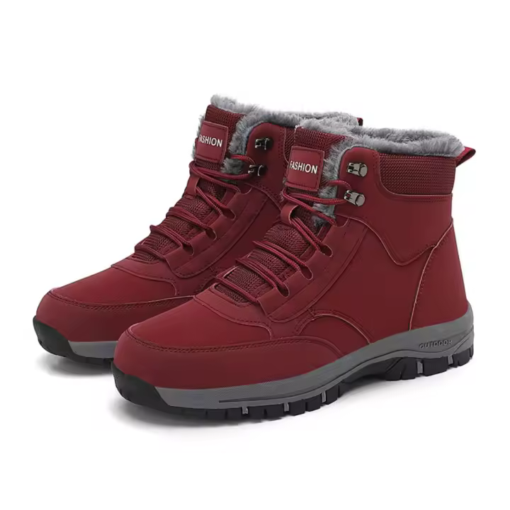 Botas de nieve con plataforma para hombre, botines de terciopelo antideslizantes, cálidos, de piel, impermeables, para invierno - 1