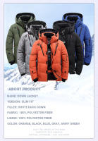 Chaqueta de plumón de invierno para hombre, abrigo de pato blanco a prueba de viento, abrigo cálido para viaje y acampada, ropa gruesa con capucha de Color sólido para hombre - details 1