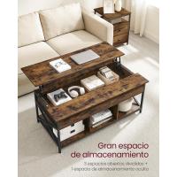 Mesa de Central con Tablero Elevable Estilo Rústico Marrón y Negro Ideal para Dormitorio con Espacio Abierto y Oculto Forma de X - details 26