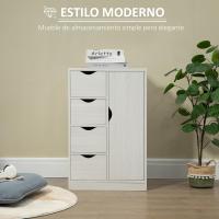 Armario de Salón Auxiliar con 4 Cajones Puerta, Estante Interior, Mueble de Almacenamiento Multiusos para Baño, Dormitorio, Comedor 54x29x83 cm - details 12