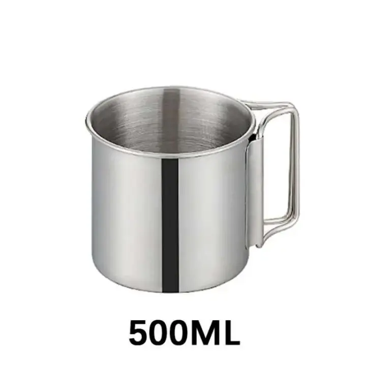 500ml senderismo apilable portátil Camping enjuague bucal taza de té de acero inoxidable tazas accesorios para bebidas al aire libre - 1