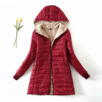 Chaqueta de invierno para mujer, nueva longitud media, edición coreana, con capucha, abrigo de algodón polar, Parkas cálidas de lana de cordero, chaquetas de invierno - details 3