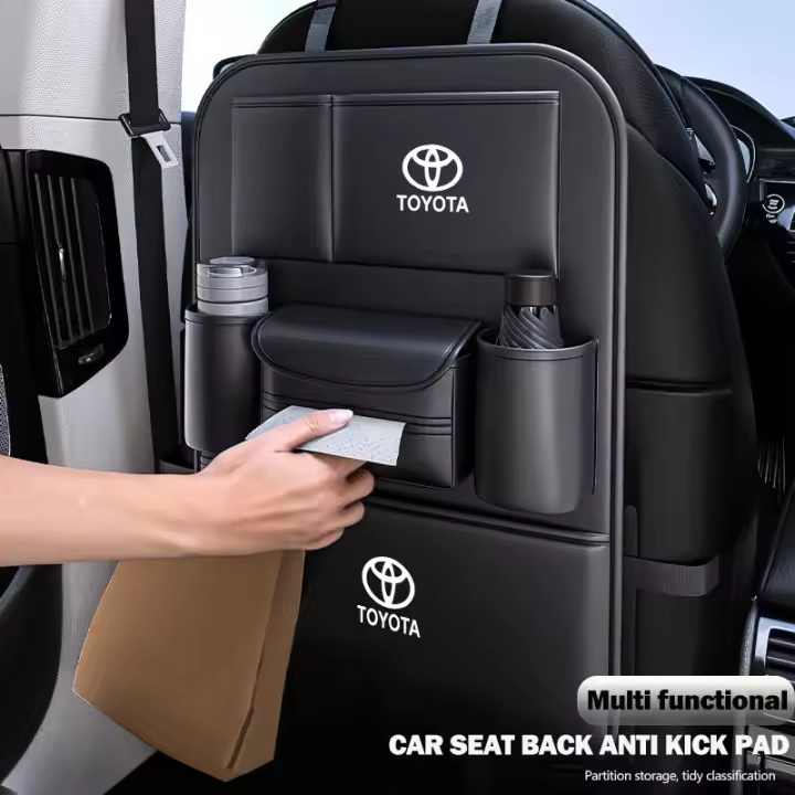 Almohadilla de protección para asiento trasero de coche, de cuero PU, almohadilla de protección para asiento trasero, antipatadas, adecuada para Wish Vios Wigo Fortuner Veloz Innova Corolla Auris Hilux Camry Raize Prius Avalon Alphard - 1