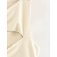 OUWU- Vestido Largo Liso Calado A La Moda Para Mujer, Vestido Elegante Con Cuello Redondo Y Decoración De Concha Marina, Vestidos Ajustados Sin Mangas Para Fiesta De Verano - details 5