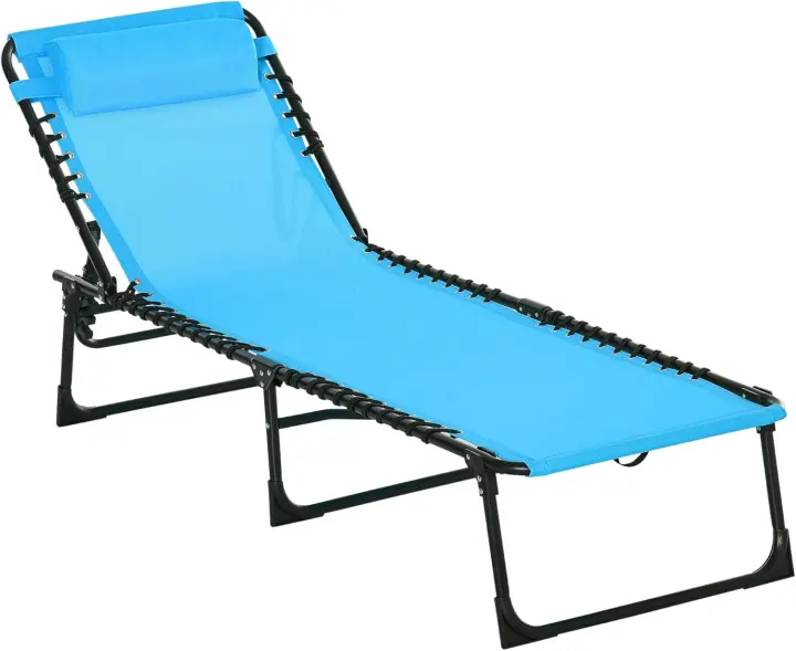 Silla de Jardín Plegable y Ajustable 4 Posiciones Sistema de Cordones Acero Tamaño 197x58x30 cm - 1