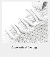 Zapatillas deportivas transpirables para hombre, zapatos informales de suela gruesa con cordones, Tenis blancos, a la moda - details 4
