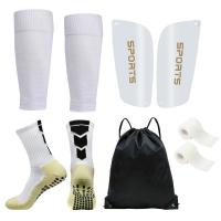 Juego de 5 piezas de espinilleras de entrenamiento deportivo para hombres y mujeres con cordones, cubrepiernas, agarre, calcetines de fútbol, ​​a la venta - details 7
