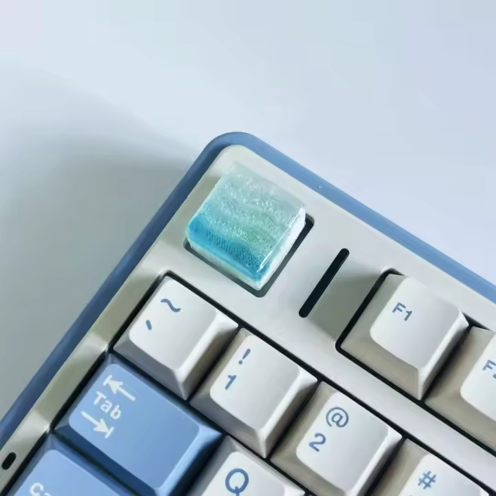 Agua de mar corrugado 1 tecla ESC Cherry perfil 3D resina transmisión de luz azul tecla personalizada para regalo de teclado Nical - 1