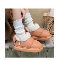 Botas de nieve cortas con nudo de lazo para mujer, zapatos de invierno de felpa y aislamiento, impermeables, de algodón, para el hogar - details 17