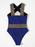 Bañador recortado de una pieza para mujer, traje de baño con Push-up, traje de baño cruzado, ropa de playa con cuello Halter - details 6