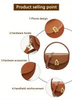 Bolso de sillín para mujer - Bandolera ajustable con herrajes en tono dorado, marrón y beige, perfecto para desplazamientos y salidas informales, elegante diseño de media luna, forro de poliéster duradero - details 1