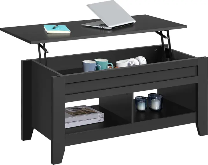 Mesa de Café de Madera Elevable Diseño Moderno con Revistero 104,5 x 49,5 x (49-61,5) cm Gris - 1