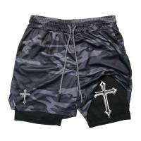 Treno 2 en 1 running Homens estampado cruzado, pantalón corto deportivo Crist ã Com Academy forro de compresión - details 1